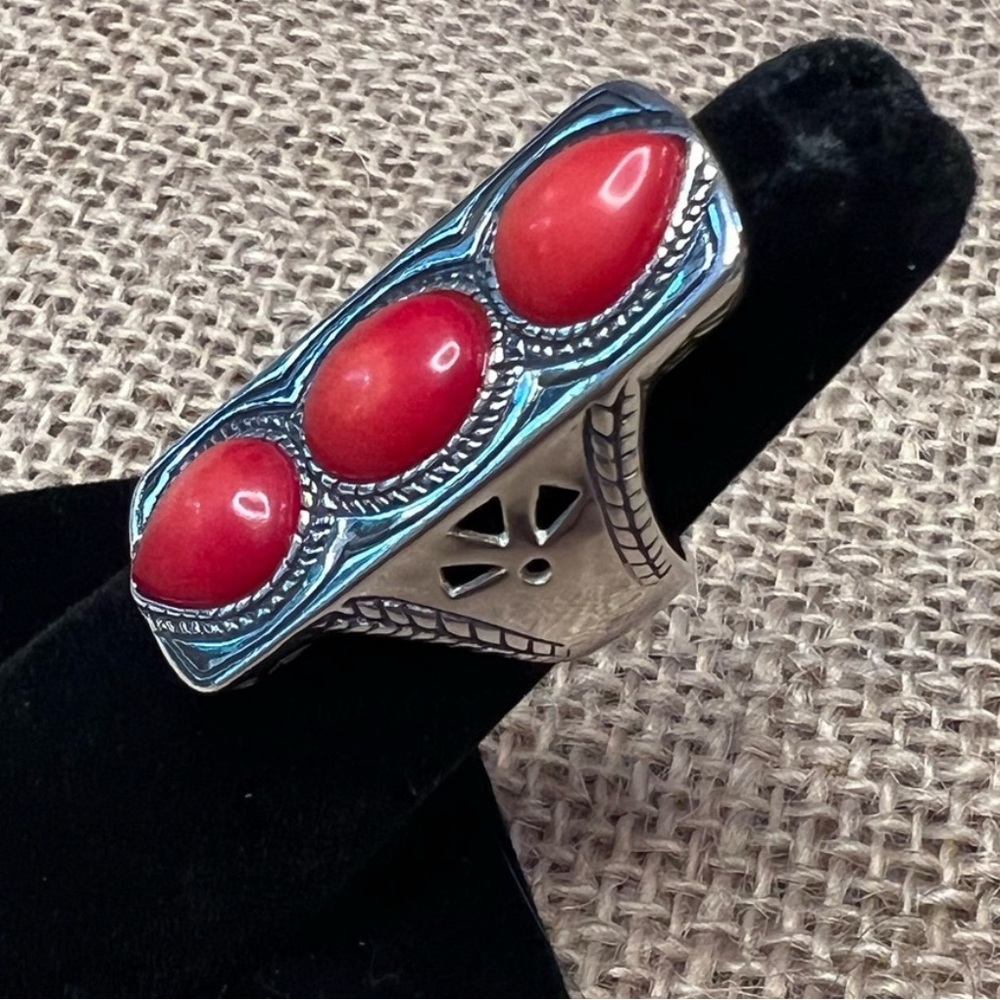 Silver and Red Silpada Statement Ring